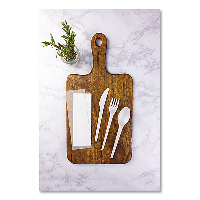 Vegware Cutlery Kits, Compostable, Fork/Knife/Spoon/Napkin, White, 250/Carton (VEGVWKFSWN)