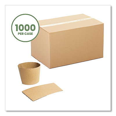 Kraft Hot Cup Sleeves, Compostable, Fits Vegware 89-Series Hot Cups, Kraft, 1,000/Carton (VEGQ2)