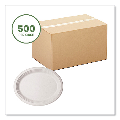 Vegware Molded Fiber Tableware, Compostable, Platter, 7 x 10, White, 500/Carton (VEGWHBRG710)
