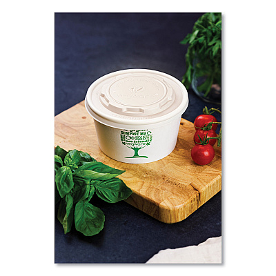 Vegware 115-Series Flat Hot Lids, Compostable, For Use With 115-Series Soup Containers, White, Plastic, 500/Carton (VEGVLID115S)
