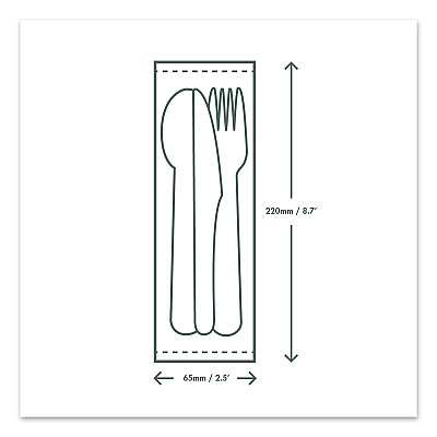 Vegware Cutlery Kits, Compostable, Fork/Knife/Spoon/Napkin, White, 250/Carton (VEGVWKFSWN)