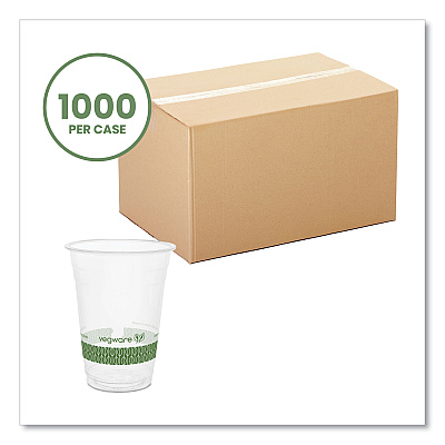 Vegware 96-Series Cold Cup, Compostable, 16 oz, Clear/Green, 1,000/Carton (VEGR500YG)