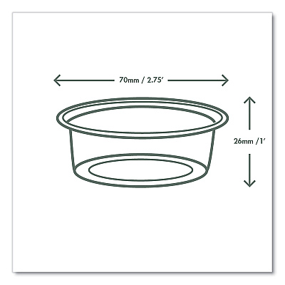 Vegware Portion Pots, Compostable, 2 oz, Clear, 2,000/Carton (VEGCF7057)