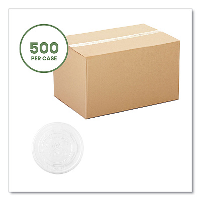 Vegware 115-Series Flat Hot Lids, Compostable, For Use With 115-Series Soup Containers, White, Plastic, 500/Carton (VEGVLID115S)