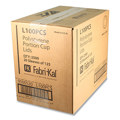 Fabri-Kal Portion Cup Lids, Fits 1 oz Squat Portion Cups, Clear, 125/Sleeve, 20 Sleeves/Carton (FABL100PCS)