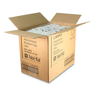 Fabri-Kal Portion Cup Lids, Fits 1 oz Squat Portion Cups, Clear, 125/Sleeve, 20 Sleeves/Carton (FABL100PCS)