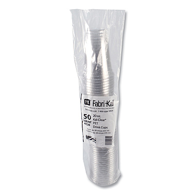 Fabri-Kal Kal-Clear PET Cold Drink Cups, 20 oz, Clear, 50/Bag, 20 Bags/Carton (FABKC20)