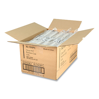 Fabri-Kal Portion Cup Lids, Fits 0.75 oz to 1 oz Portion Cups, Clear, 2,500/Carton (FABXL100PC)