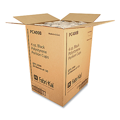 Fabri-Kal Portion Cups, 4 oz, Black, 125/Sleeve, 20 Sleeves/Carton (FABPC400B)