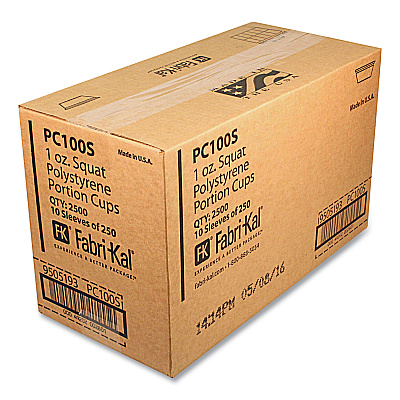 Fabri-Kal Portion Cups, Squat, 1 oz, Translucent, 125/Sleeve, 20 Sleeve/Carton (FABPC100S)