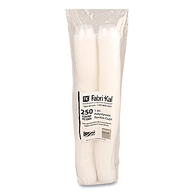 Fabri-Kal Portion Cups, Squat, 1 oz, Translucent, 125/Sleeve, 20 Sleeve/Carton (FABPC100S)