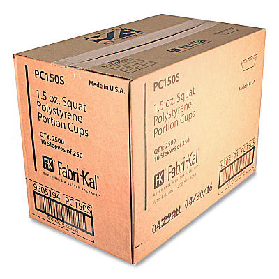 Fabri-Kal Portion Cups, Squat, 1.5 oz, Translucent, 125/Sleeve, 20 Sleeve/Carton (FABPC150S)