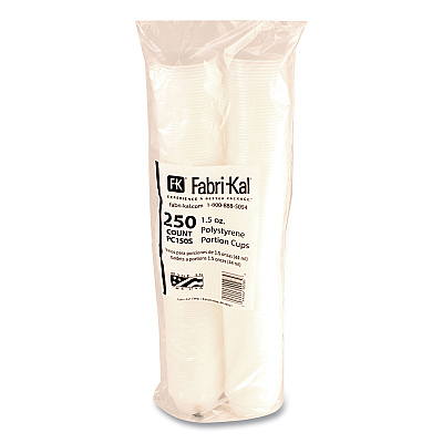 Fabri-Kal Portion Cups, Squat, 1.5 oz, Translucent, 125/Sleeve, 20 Sleeve/Carton (FABPC150S)