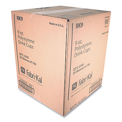 Fabri-Kal RK Ribbed Cold Drink Cups, 9 oz, Clear, 100/Sleeve, 25 Sleeves/Carton (FABRK9)