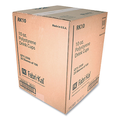 Fabri-Kal RK Ribbed Cold Drink Cups, 10 oz, Clear, 100/Sleeve, 25 Sleeves/Carton (FABRK10)