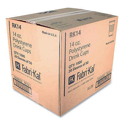 Fabri-Kal RK Ribbed Cold Drink Cups, 14 oz, Clear, 50/Sleeve, 20 Sleeves/Carton (FABRK14)