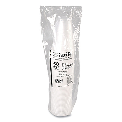 Fabri-Kal RK Ribbed Cold Drink Cups, 14 oz, Clear, 50/Sleeve, 20 Sleeves/Carton (FABRK14)