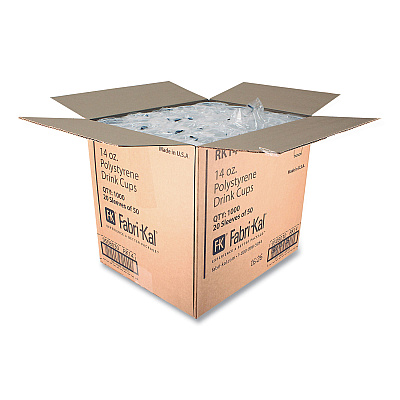 Fabri-Kal RK Ribbed Cold Drink Cups, 14 oz, Clear, 50/Sleeve, 20 Sleeves/Carton (FABRK14)