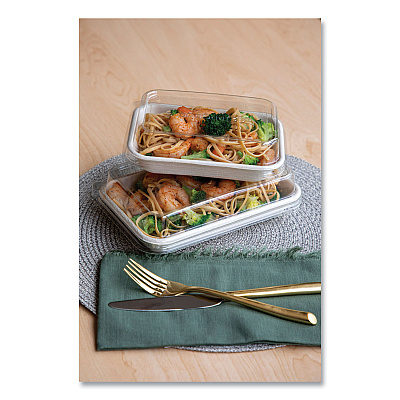 Eco-Products WorldView 100% Recycled Content Lid, 7.5 x 5 x 1.6, Clear, Plastic, 400/Carton (ECOEPSCRC16LID)