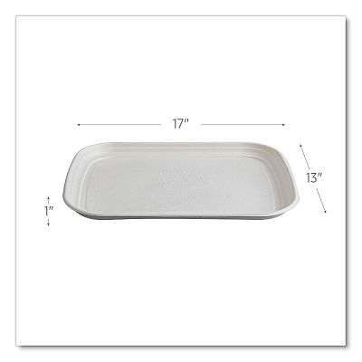Eco-Products Regalia Renewable Sugarcane Tray, 13 x 17 x 1.3, White, 100/Carton (ECOEPSCTR1317)