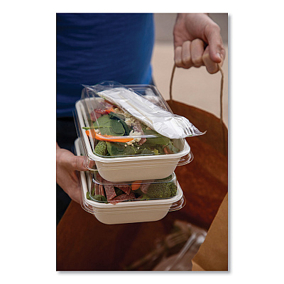 Eco-Products WorldView 100% Recycled Content Lid, 7.5 x 5 x 1.6, Clear, Plastic, 400/Carton (ECOEPSCRC16LID)