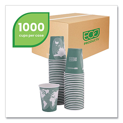 Eco-Products World Art Renewable and Compostable Hot Cups, 12 oz, Gray, 50/Pack (ECOEPBHC12WAPK)