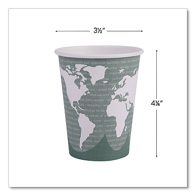 Eco-Products World Art Renewable and Compostable Hot Cups, 12 oz, Gray, 50/Pack (ECOEPBHC12WAPK)
