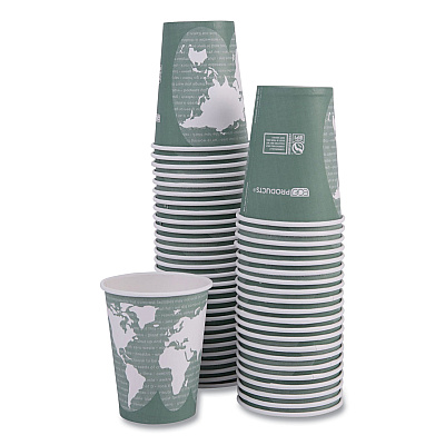 Eco-Products World Art Renewable and Compostable Hot Cups, 12 oz, Gray, 50/Pack (ECOEPBHC12WAPK)
