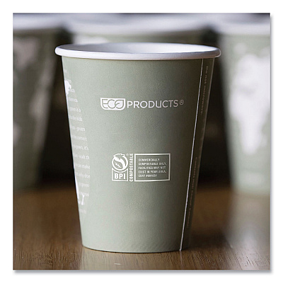 Eco-Products World Art Renewable and Compostable Hot Cups, 12 oz, Gray, 50/Pack (ECOEPBHC12WAPK)