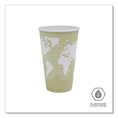 Eco-Products World Art Renewable and Compostable Hot Cups, 16 oz, Moss, 50/Pack (ECOEPBHC16WAPK)
