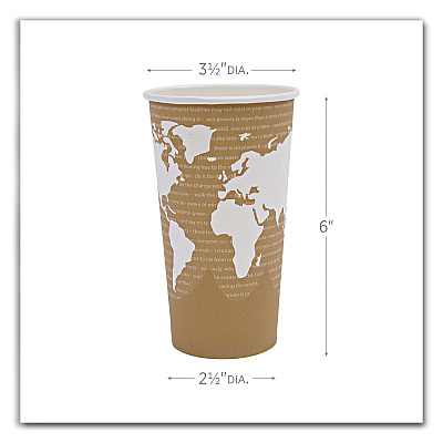 Eco-Products World Art Renewable and Compostable Hot Cups, 20 oz, 50/Pack, 20 Packs/Carton (ECOEPBHC20WA)