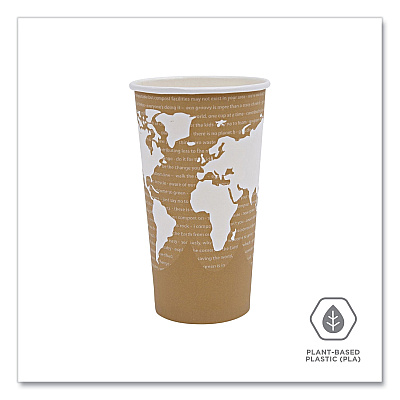 Eco-Products World Art Renewable and Compostable Hot Cups, 20 oz, 50/Pack, 20 Packs/Carton (ECOEPBHC20WA)