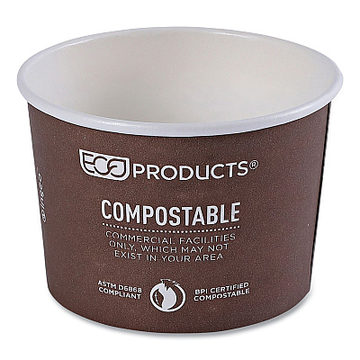 Eco-Products World Art Renewable and Compostable Food Container, 8 oz, 3.04 Diameter x 2.3 h, Brown, Paper, 50/Pack, 20 Packs/Carton (ECOEPBSC8WA)