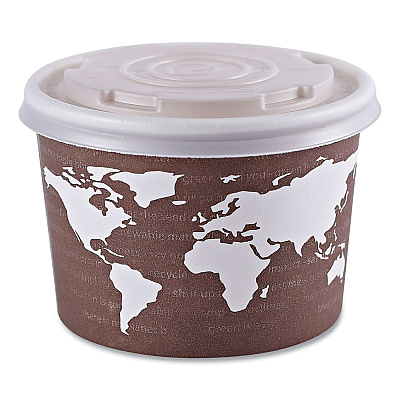 Eco-Products World Art Renewable and Compostable Food Container, 8 oz, 3.04 Diameter x 2.3 h, Brown, Paper, 50/Pack, 20 Packs/Carton (ECOEPBSC8WA)