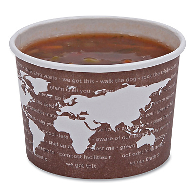 Eco-Products World Art Renewable and Compostable Food Container, 8 oz, 3.04 Diameter x 2.3 h, Brown, Paper, 50/Pack, 20 Packs/Carton (ECOEPBSC8WA)