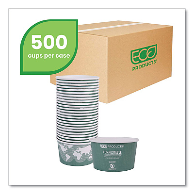 Eco-Products World Art Renewable and Compostable Food Container, 12 oz, 4.05 Diameter x 2.5 h, Green, Paper, 25/Pack, 20 Packs/Carton (ECOEPBSC12WA)