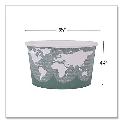 Eco-Products World Art Renewable and Compostable Food Container, 12 oz, 4.05 Diameter x 2.5 h, Green, Paper, 25/Pack, 20 Packs/Carton (ECOEPBSC12WA)