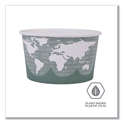 Eco-Products World Art Renewable and Compostable Food Container, 12 oz, 4.05 Diameter x 2.5 h, Green, Paper, 25/Pack, 20 Packs/Carton (ECOEPBSC12WA)