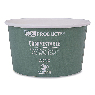 Eco-Products World Art Renewable and Compostable Food Container, 12 oz, 4.05 Diameter x 2.5 h, Green, Paper, 25/Pack, 20 Packs/Carton (ECOEPBSC12WA)