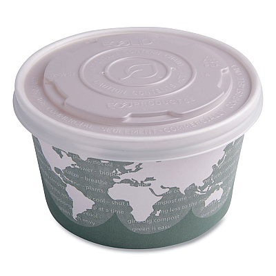 Eco-Products World Art Renewable and Compostable Food Container, 12 oz, 4.05 Diameter x 2.5 h, Green, Paper, 25/Pack, 20 Packs/Carton (ECOEPBSC12WA)