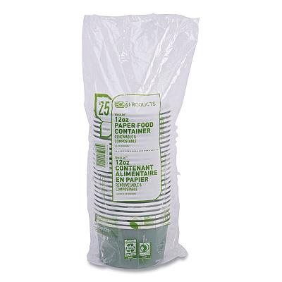 Eco-Products World Art Renewable and Compostable Food Container, 12 oz, 4.05 Diameter x 2.5 h, Green, Paper, 25/Pack, 20 Packs/Carton (ECOEPBSC12WA)