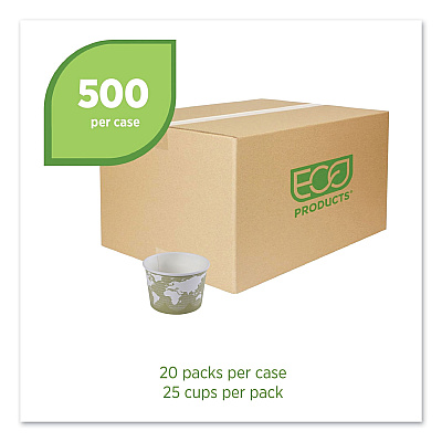 Eco-Products World Art Renewable and Compostable Food Container, 16 oz, 4.05 Diameter x 3 h, Seafoam, Paper, 25/Pack, 20 Packs/Carton (ECOEPBSC16WA)