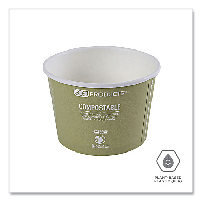 Eco-Products World Art Renewable and Compostable Food Container, 16 oz, 4.05 Diameter x 3 h, Seafoam, Paper, 25/Pack, 20 Packs/Carton (ECOEPBSC16WA)
