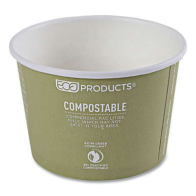 Eco-Products World Art Renewable and Compostable Food Container, 16 oz, 4.05 Diameter x 3 h, Seafoam, Paper, 25/Pack, 20 Packs/Carton (ECOEPBSC16WA)