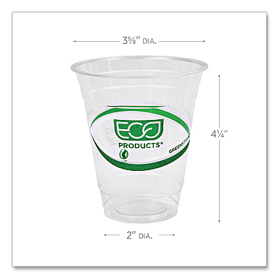 Eco-Products GreenStripe Renewable and Compostable Cold Cups, 12 oz, Clear, 50/Pack, 20 Packs/Carton (ECOEPCC12GS)