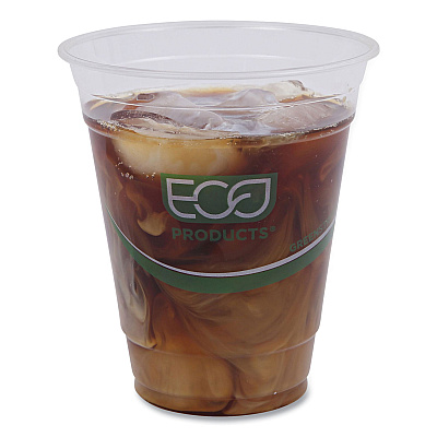 Eco-Products GreenStripe Renewable and Compostable Cold Cups, 12 oz, Clear, 50/Pack, 20 Packs/Carton (ECOEPCC12GS)