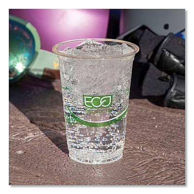 Eco-Products GreenStripe Renewable and Compostable Cold Cups, 12 oz, Clear, 50/Pack, 20 Packs/Carton (ECOEPCC12GS)