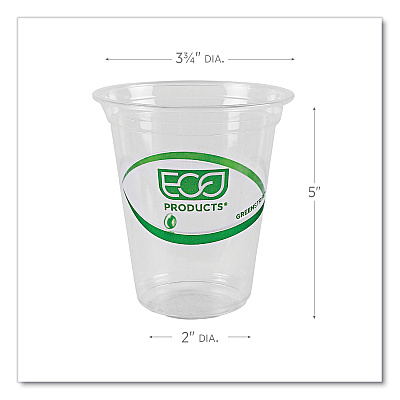 Eco-Products GreenStripe Renewable and Compostable Cold Cups, 16 oz, Clear, 50/Pack, 20 Packs/Carton (ECOEPCC16GS)