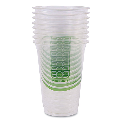 Eco-Products GreenStripe Renewable and Compostable Cold Cups, 16 oz, Clear, 50/Pack, 20 Packs/Carton (ECOEPCC16GS)