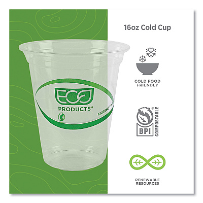 Eco-Products GreenStripe Renewable and Compostable Cold Cups Convenience Pack, Clear, 16 oz, 50/Pack (ECOEPCC16GSPK)
